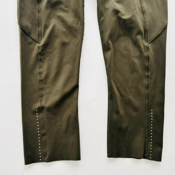 Lululemon Fast & Free Crop 19" Dark Olive Size 4 Nulux High Rise Run Gym Cardio - Picture 4 of 7